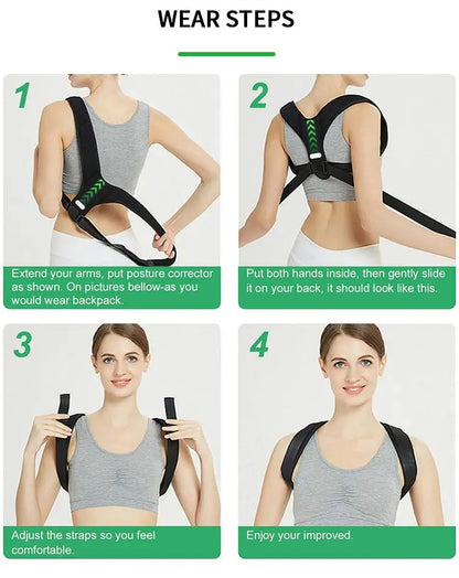 Adjustable Posture Corrector for Adults & Teens, Hunchback Correction Belt Back Support Brace Improve Sitting Standing
