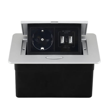 220V Desktop Power Socket Pop-up Hidden Socket EU Socket Built-in Socket With Dual USB Interface And type-C Interface