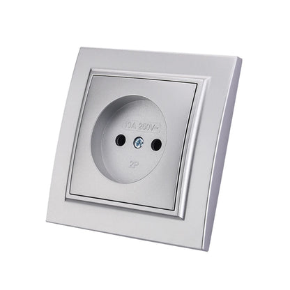 Silvery Electrical Outlets Power Sockets 250V EU Standard Wall Embedded Flame Retardant AC Not Ground Plugs Socket Paint Plastic