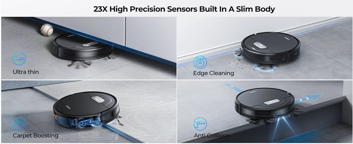 Laresar Robot Vacuums and Mop Combo 6000Pa Suction Auto Carpet Boost Self-Charging Super-Slim Robotic Vacuum Cleaner