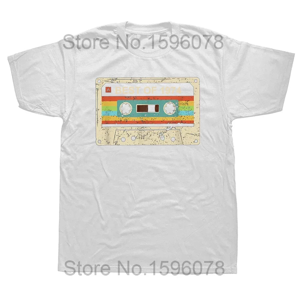 Vintage 1974 Limited Edition Cassette T Shirt Harajuku 50th 50 Years Old Birthday Party Retro Tshirt mens Clothes