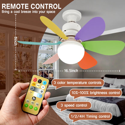 Home E27 Base Ceiling Fan Light with 30W LED Night Lights 3 Adjustable Lighting Modes Remote Control High Wind Power Ceiling Fan