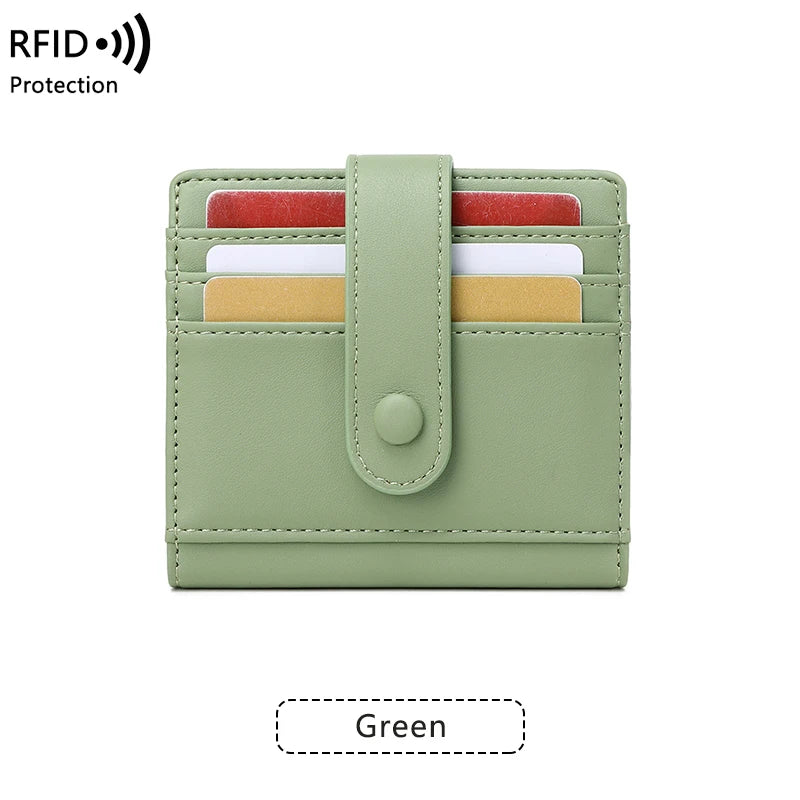 RFID Anti-blocking Wallet for Women, Multi-Card, Credit Card Bag, Lightweight and Simple, Short Buckle, Small, Fashion Wallet