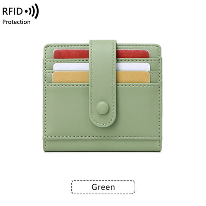 RFID Anti-blocking Wallet for Women, Multi-Card, Credit Card Bag, Lightweight and Simple, Short Buckle, Small, Fashion Wallet
