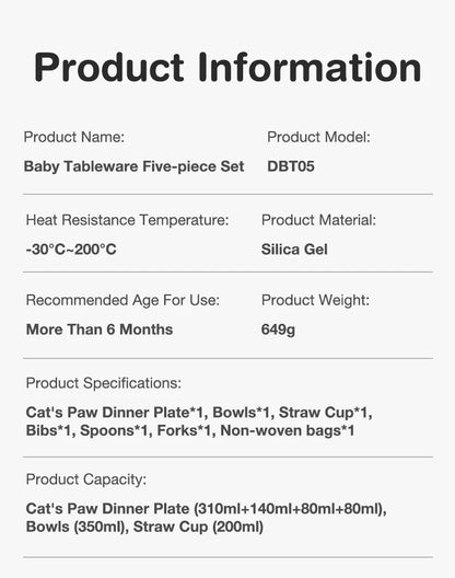 MAMIJOY  High Quality Children's Dishes Set Baby Silicone Tableware Sucker Bowl Bib Cup Fork Spoon Set Infant Supplies BPA Free