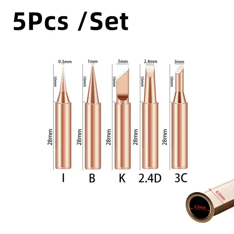 5pcs Soldering Iron 900M Soldering Iron Head Set Inside Hot Bare Copper Electric Soldering Iron Tip