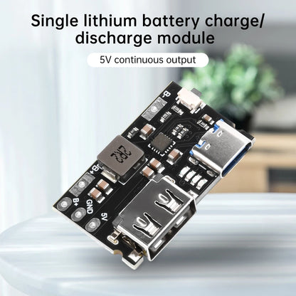5V TYPE C + USB A 2.4A Charger Discharger Module Single Lithium Battery Charger Board Supports Charging And Discharging