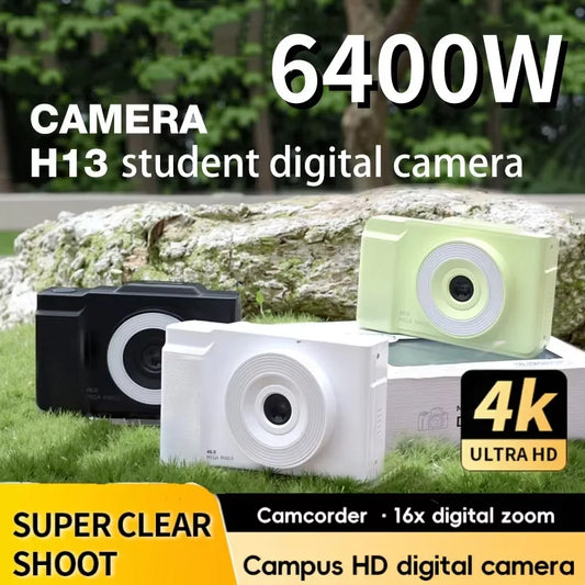 4K Digital Camera 6400w HD Flip Screen Camera Digital Camera Card Camera Shooting Camera Student Entry-level CCD Camera