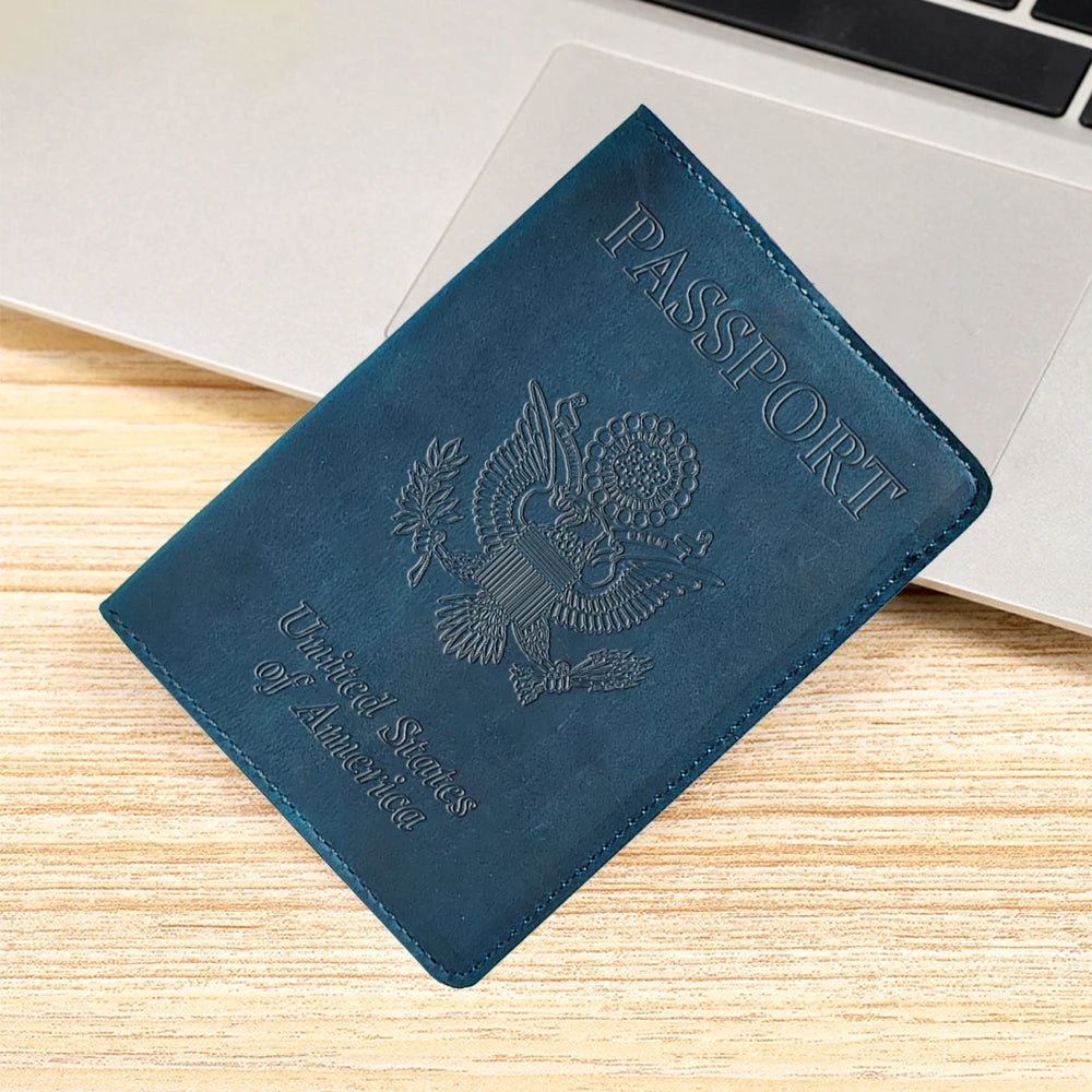 Genuine Leather Passport Cover USA Travel Accessories Menassport Holder America Passport Pouch
