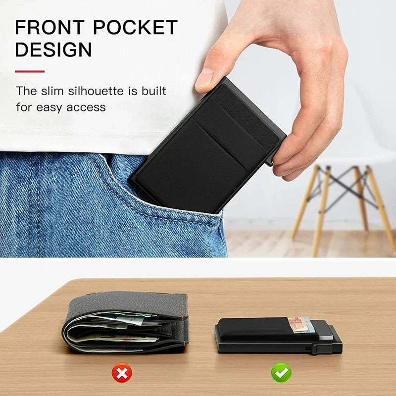 Rfid Blocking Pop Up Credit Card Holder Thin Mini Minimalist Slim Wallets Metal Cardholer Case Wallet for Men Carteras Choice