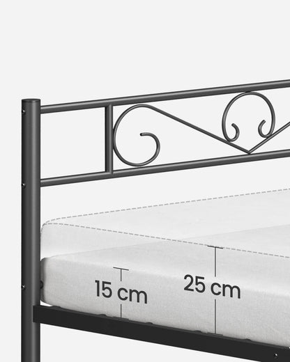 VASAGLE bed 90x200 cm Guest bed Single bed Metal bed Rack bed frame Metal bed Easy Assembly ink black