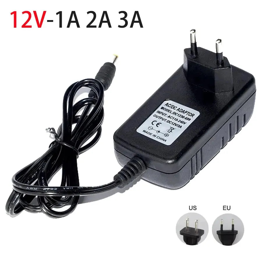 12 Volt Power Supply Transformer Converter AC 100-240V To DC 12V EU US Power Adapter Source Charger DC12V 1A 2A 3A LED Driver