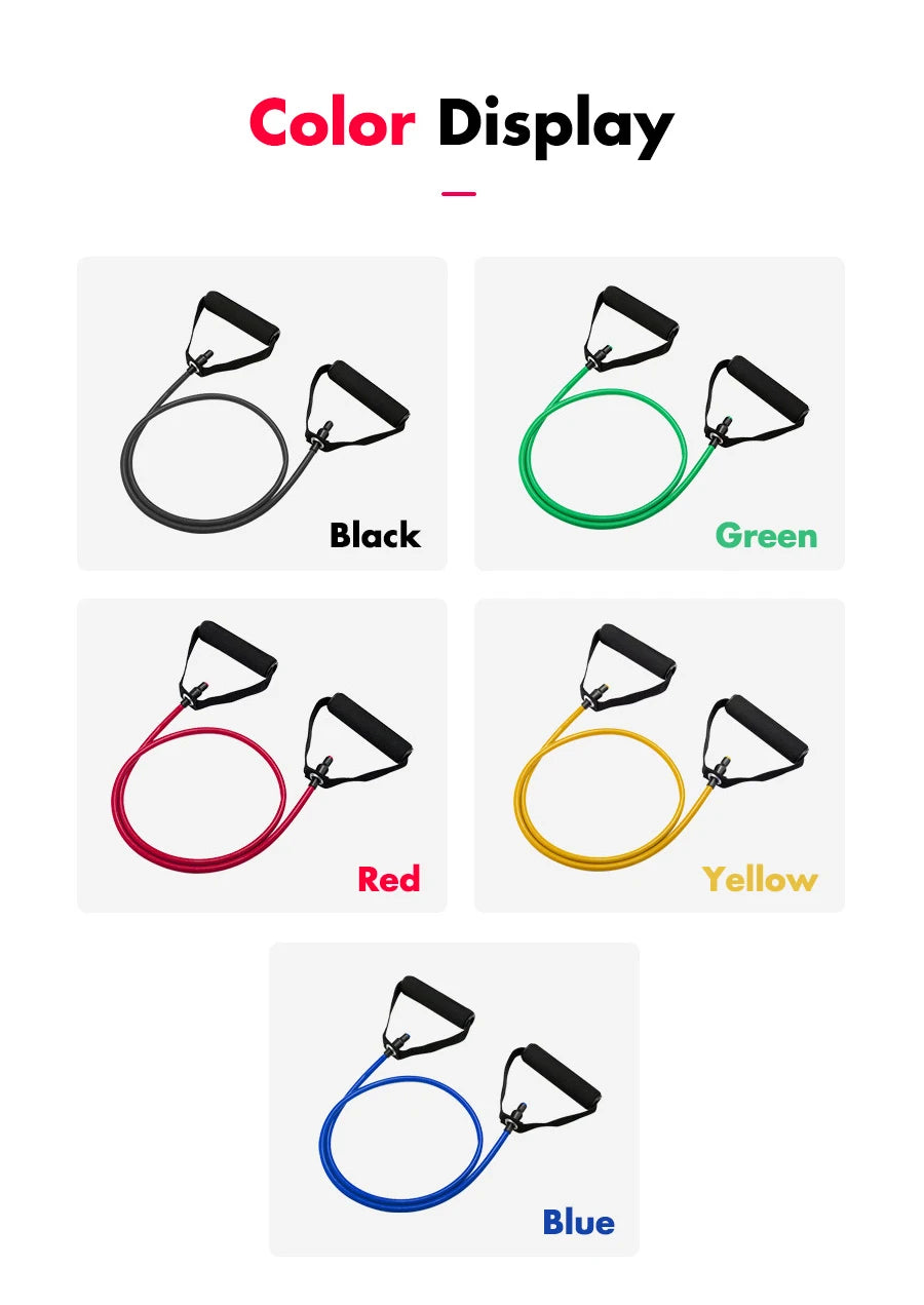 Resistance Elastic Bands Exercise Strength Training Fitness Bands with Door Anchor Handles Legs Ankle Straps for Home Workouts