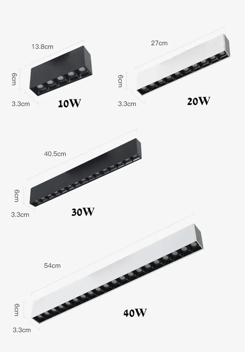 LED Spot Light 10W 20W 30W 40W line light bar creative linear long strip living room corridor light Surface Mount