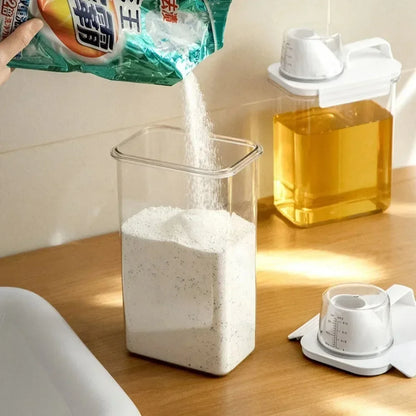 2300ML Laundry Detergent Dispenser with Lids Clear Airtight Detergent Powder Storage Box Container Refillable Bleach Storage Jar