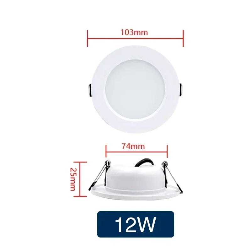 LED Downlight 5W 9W 12W 15W 18W White Body Round Led Ceiling Light DC 12V 24V AC 110V 220V Bedroom Kitchen Indoor LED Lighting