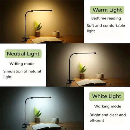 LED Reading light clip type desk lamp Study student dormitory table lamp bedroom desktop bedside lamp eye protection Clamp lamp