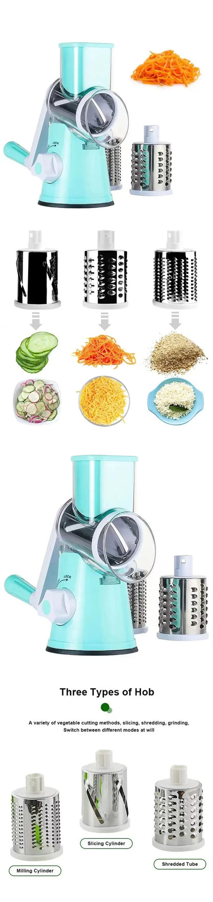 Vegetable Slicer Manual Kitchen Accessories Vegetable Chopper 3 in 1 Round Grater Cutter Potato Spiralizer Home Kitchen Gadgets