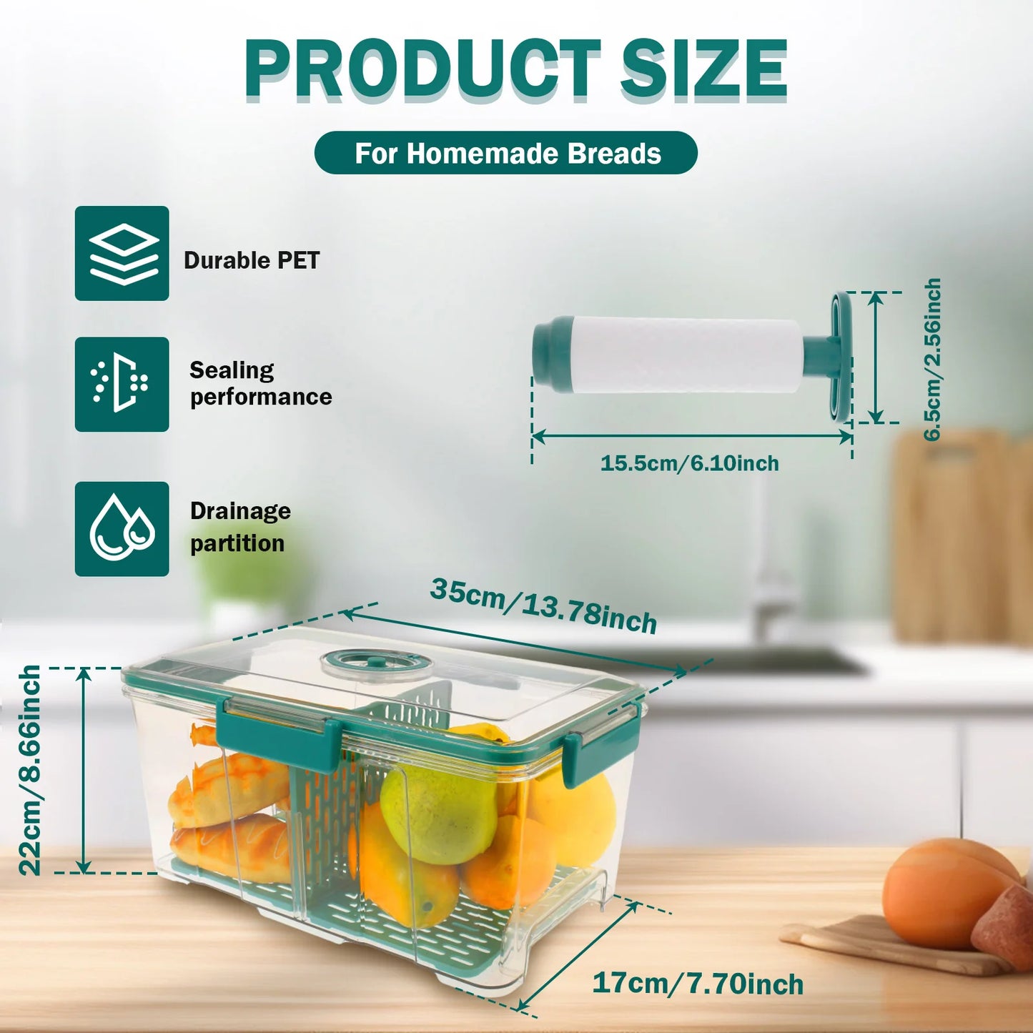 Bread Box Rectangular Airtight Bread Storage Container Bread Keeper Time Recording Bread Holder with Vacuum Pump for Kitchen New