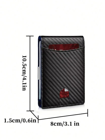 Men's RFID Blocking Card Holder Bifold Wallet With Money Clip Minimalist Pocket Slim Wallet