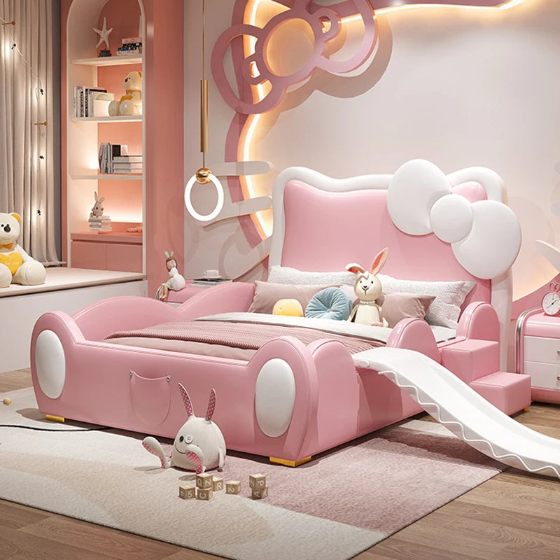 150X200cm Modern Childrens cartoon girl princ ess bed pink queen size bed frame full  double bed complete bedroom furniture