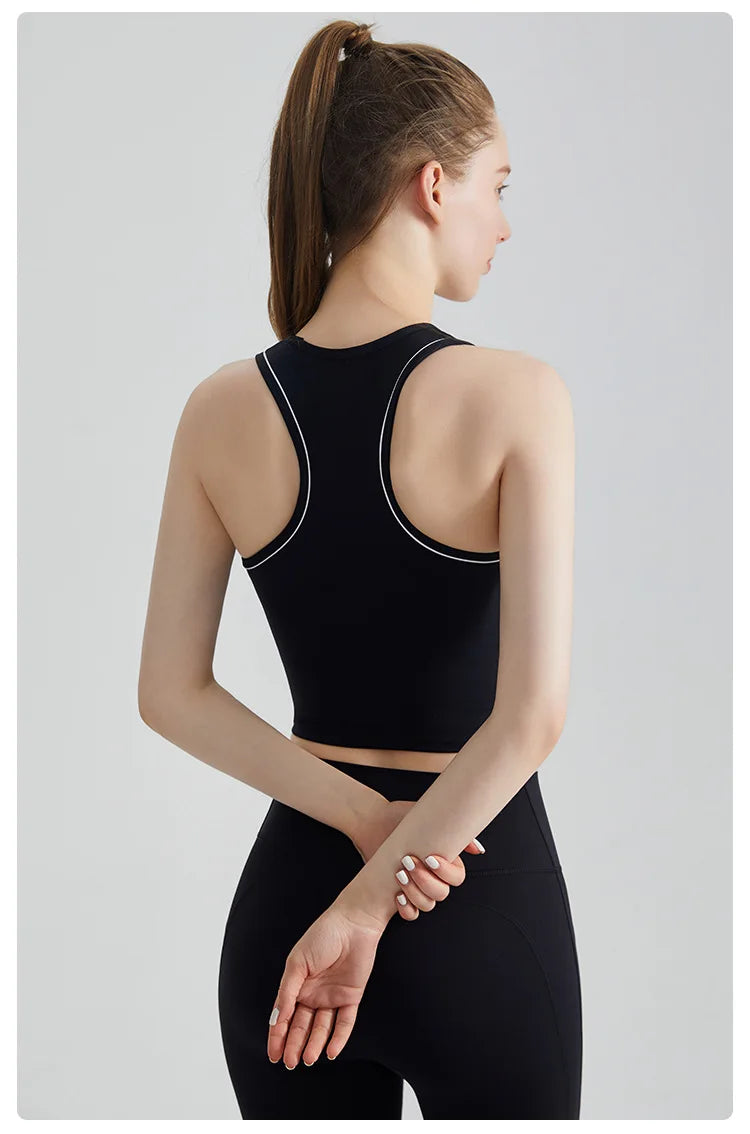 Sports Vest, Women's Fitness Integrated Fixed Cup, High-end Feel, Worn for Training, High-strength Shock-absorbing Vest