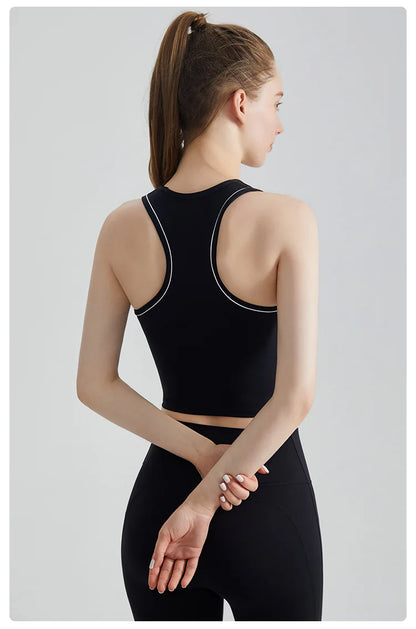 Sports Vest, Women's Fitness Integrated Fixed Cup, High-end Feel, Worn for Training, High-strength Shock-absorbing Vest