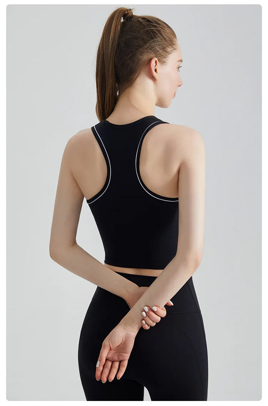 Sports Vest, Women's Fitness Integrated Fixed Cup, High-end Feel, Worn for Training, High-strength Shock-absorbing Vest