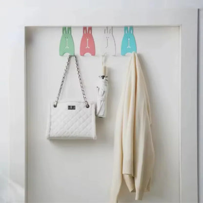 Hooks Cartoon Rabbit Door Back Hook Punch Cupboard Rear Hanger Bedroom Kitchen Wardrobe Wall Hanger Home Storage Shelf Coat Hook