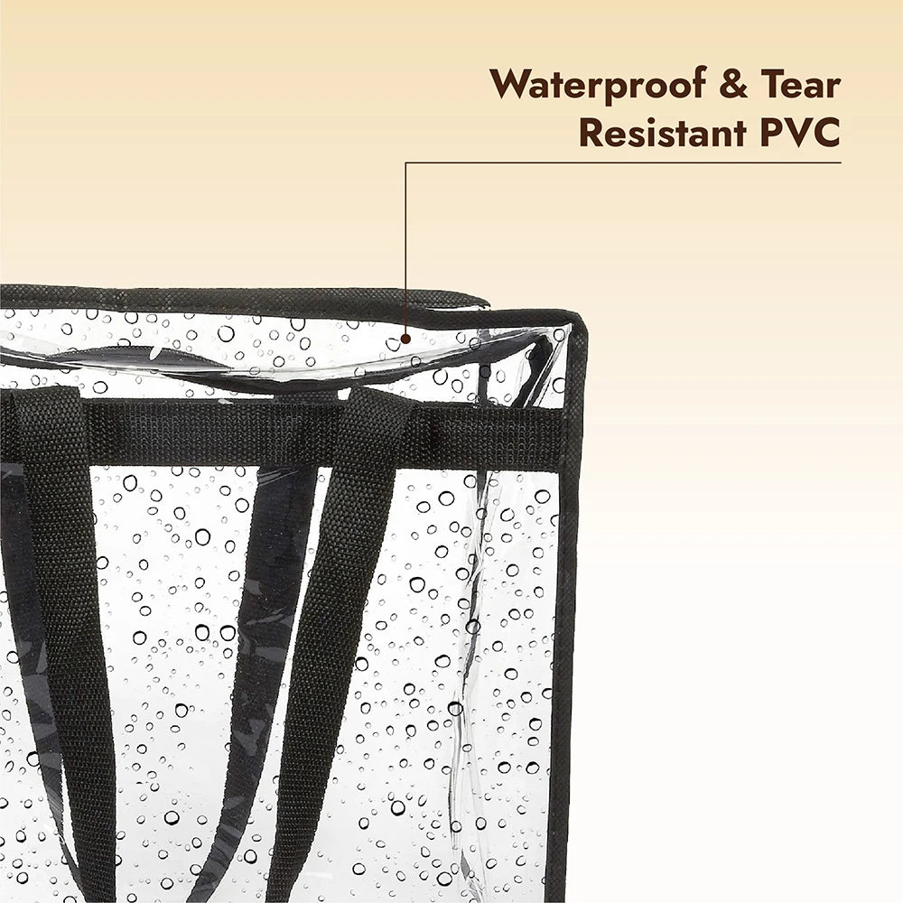 2Pcs Clear Tote Bags with Zipper Large Capacity Transparent Shoulder Bag Multipurpose Transparent Totes for  Work School Gym