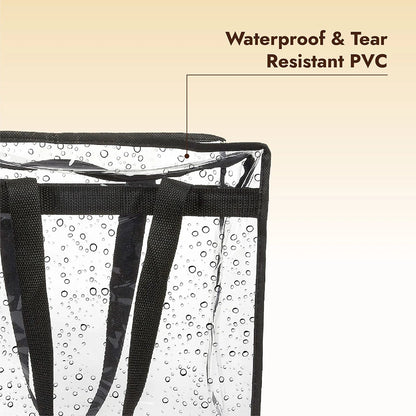 2Pcs Clear Tote Bags with Zipper Large Capacity Transparent Shoulder Bag Multipurpose Transparent Totes for  Work School Gym