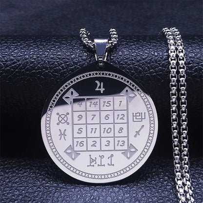 Talisman Protection Luck King Solomon Seal Necklace Stainless Steel Wealth Fortune Wheel Women Men Chain Jewelry salomon N3674