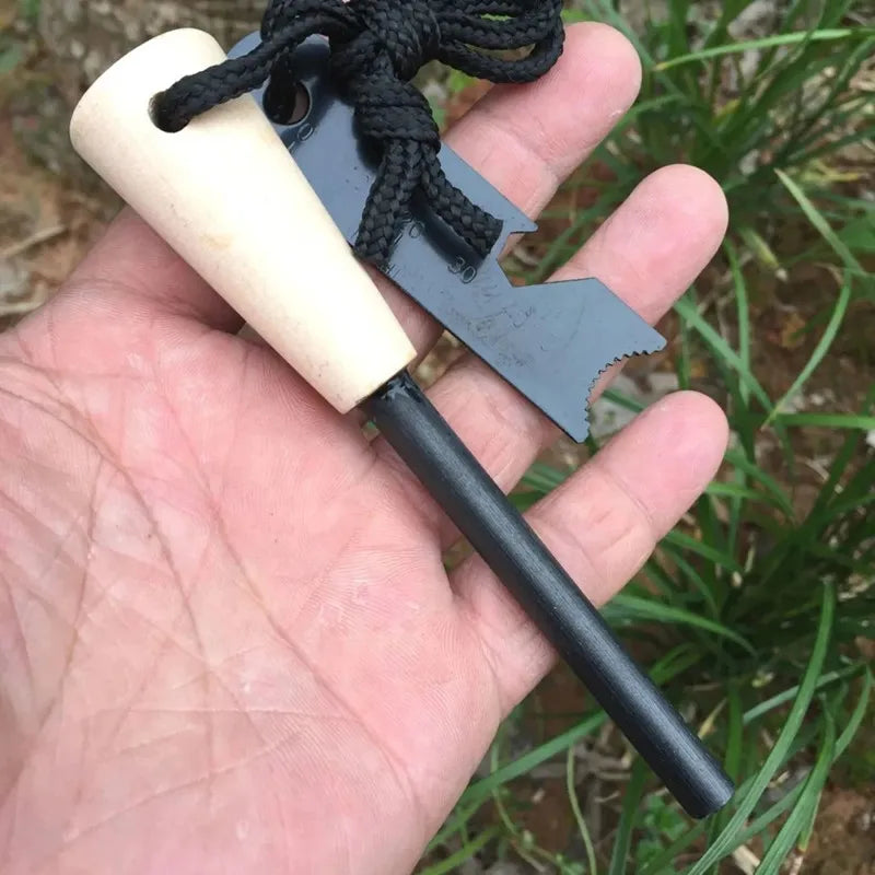 Outdoor flint camping equipment, wilderness survival tools, firearms, round wooden handles, torches, cigarette accessories tool