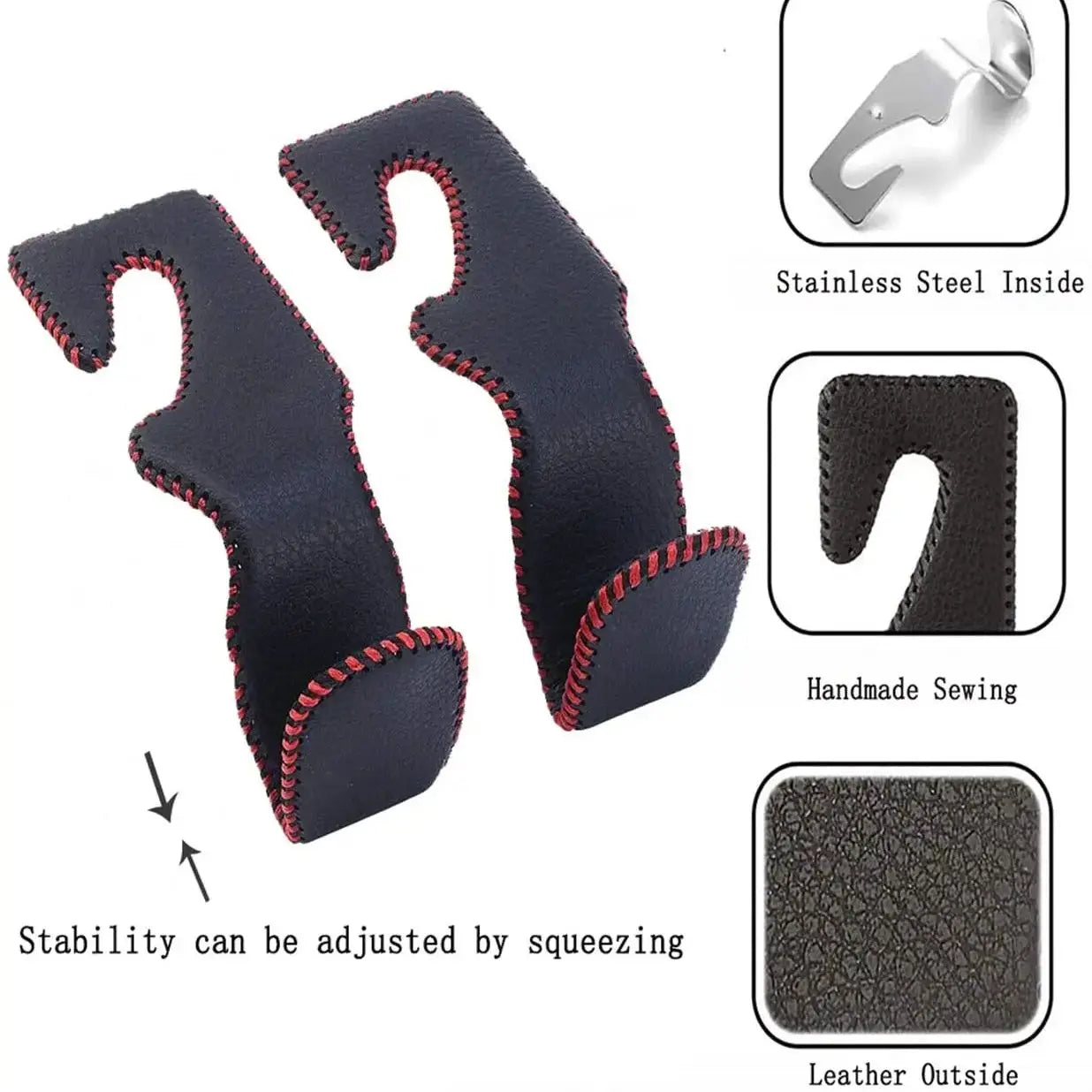 2PCS Car Headrest Hooks Universal Back Seat Hanger Headrest Holder Hooks Leather Car Seat hooks Automobile Interior Accessories