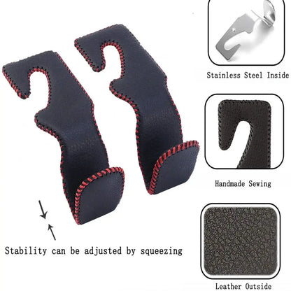 2PCS Car Headrest Hooks Universal Back Seat Hanger Headrest Holder Hooks Leather Car Seat hooks Automobile Interior Accessories