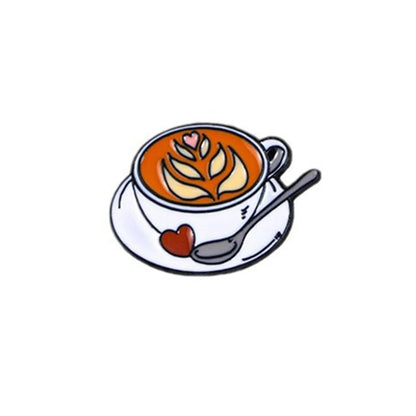Creative Coffee Enamel Brooch Spaceship Coffee Elements Need By Coffee Power Books Cat Coffee Cups Metal Badge Lapel Pin Jewelry