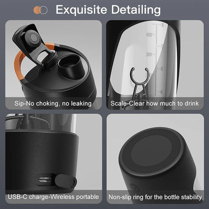 Electric Shaker Bottle Blender Holds upto 700ml  | Portable Pre Workout Whey Protein Drink Cup | Mixes Cocktails Smoothies Shake