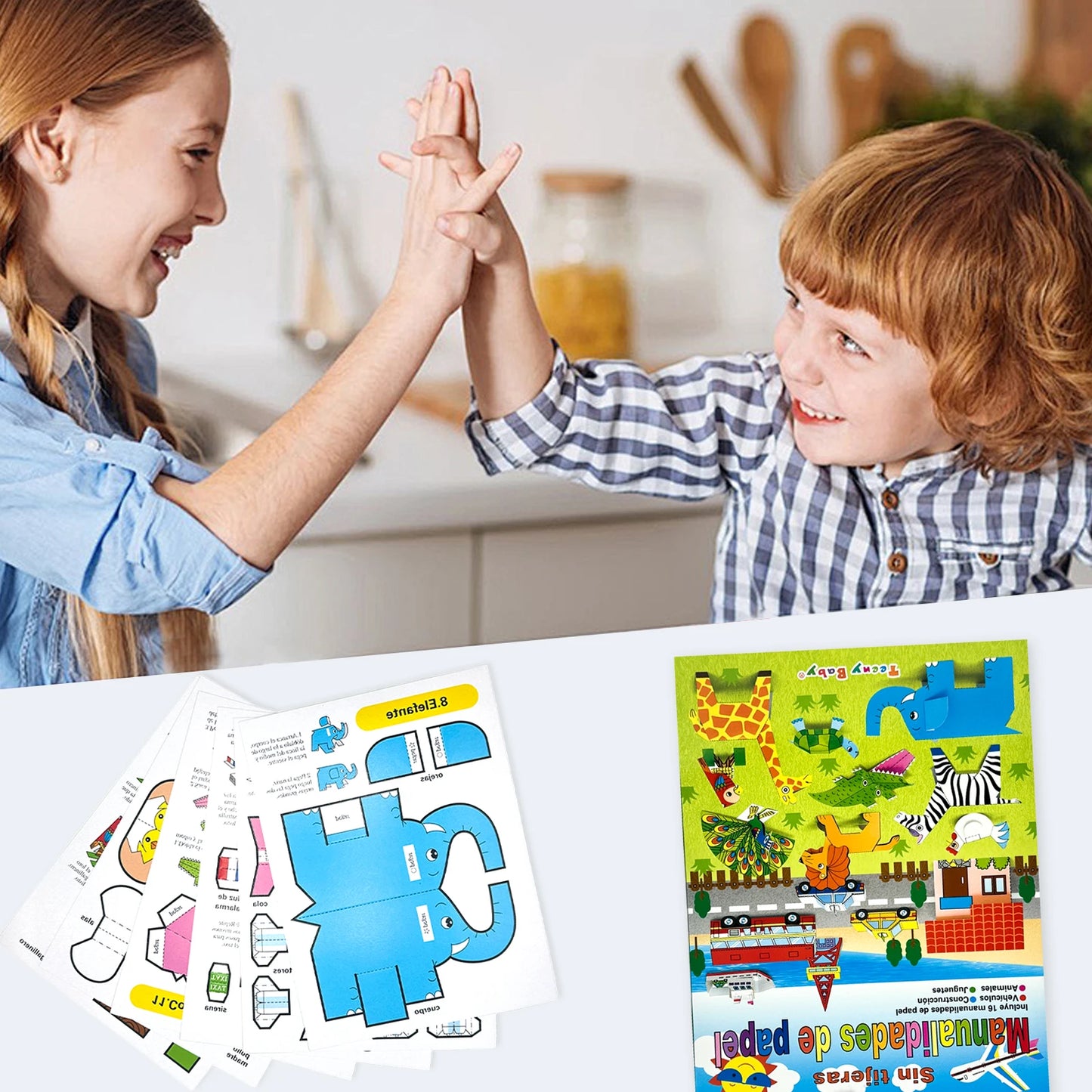 16 - Piece Origami Kit for Babies: Fun Animal - themed DIY Craft Set Kids Learning