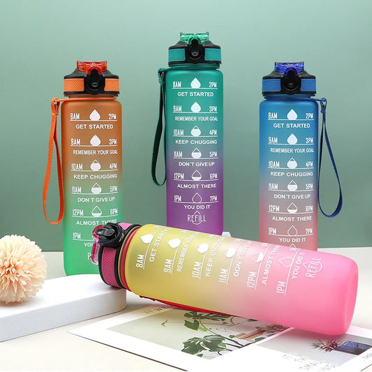750ML Water Bottle with Straw Motivational Sport Water Bottle for Girls Leakproof Drinking Bottles Outdoor Travel Fitness Jugs
