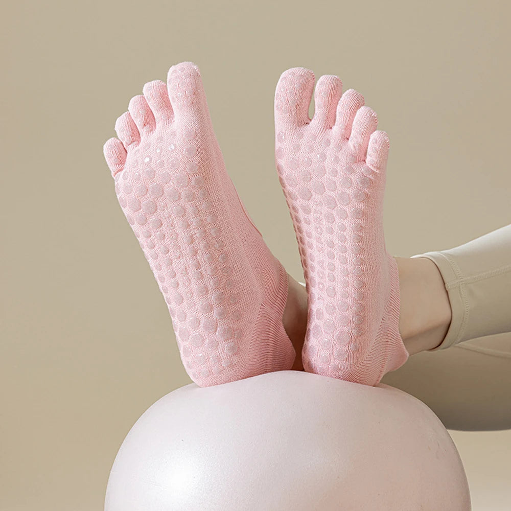 Yoga Socks for Women toe socks non slip Pilates class Hollow out Breathable anti-slip socks five fingers aerobics cotton socks
