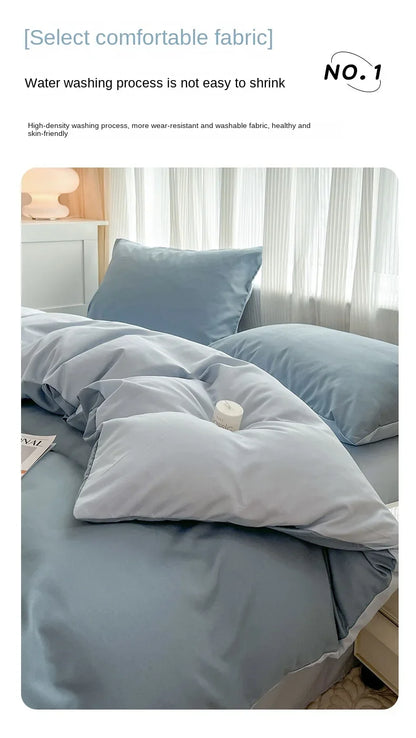 Solid Color Four Piece Bedding Set for Children and Adults Double Bed Large Four Piece Duvet Cover Bed Sheet Pillow Cover