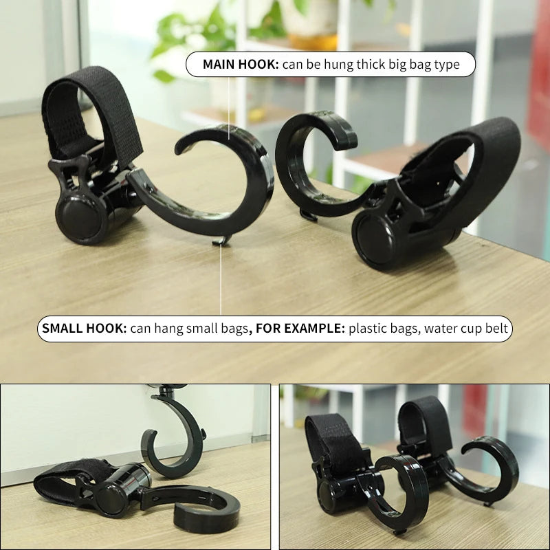 2 PCS Cartoon Stroller Accessories Degree Large Hook Umbrella Car Hook and Loop Stroller Hook