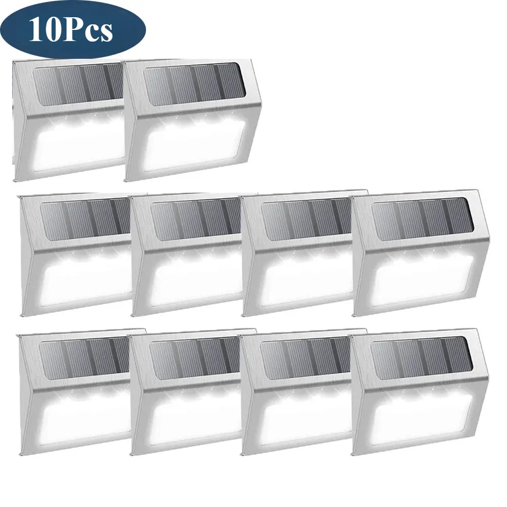 3LED Step Light Stainless Steel Solar Fence Lights Waterproof Outdoor LED Wall Lamps Deck Lights For Stair Garden Fence Patio