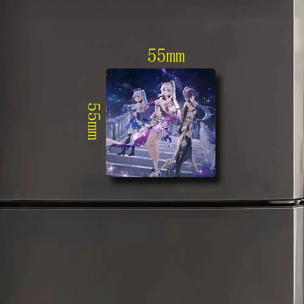 Honkai Impact 3rd Fridge Magnet Creative Square Refrigerator Magnets Picture For Kitchen Office Whiteboard Home Decoration