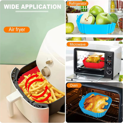 Airfryer Silicone Basket Reusable Baking Tray Silicone Mold for AirFryer Pizza Fried Chicken Basket Air Fryer Liners Accessories