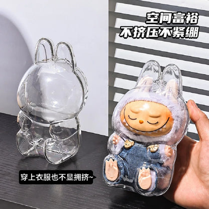 Labubu Case Sitting Party Transparent Protective Shell Dust Cover Protect Knapsack Hanging Decorations Christmas Gift Kids Toy