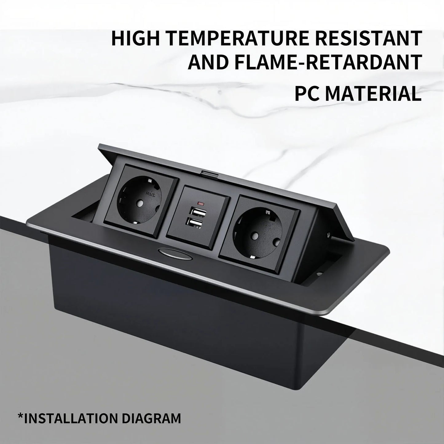 Multifunctional Slow-Rise Pop-Up Socket with USB/HDMI - Aluminum Alloy Embedded Conference Desk Socket