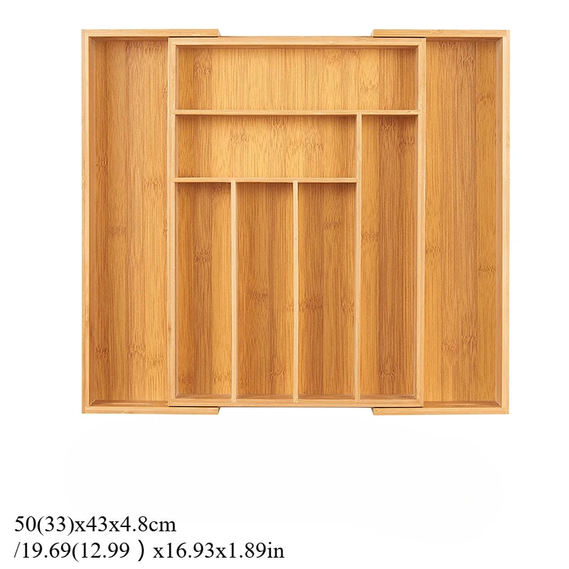 Bamboo Expandable Drawer Kitchen Organizer for Spoons Forks Knives cutleries Utensils Holder Adjustable Cutlery Tray Divider