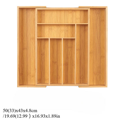Bamboo Expandable Drawer Kitchen Organizer for Spoons Forks Knives cutleries Utensils Holder Adjustable Cutlery Tray Divider