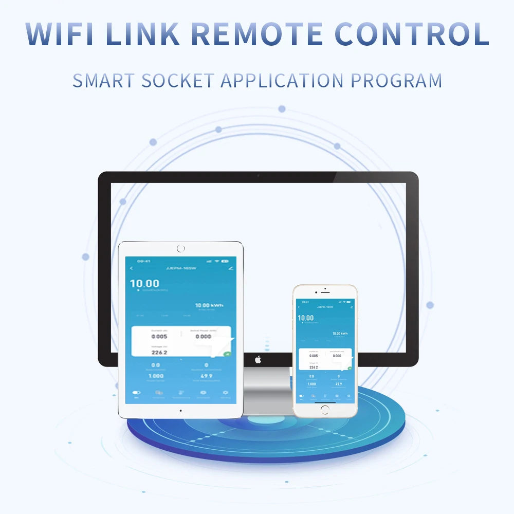 WIFI Smart Wattmeter Digital Power Meter Electricity Consumption Energy Meter Voltage Current Protection EU Plug Timer Switch